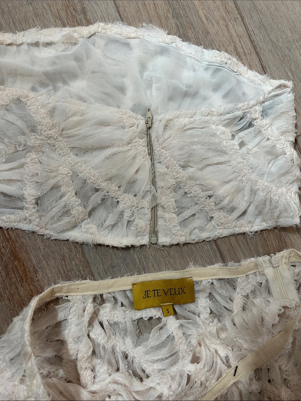 Je Te Veux Ivory Cream Crochet Maxi Skirt and Bandeau Set maxi see thu skirt S - Picture 12 of 17
